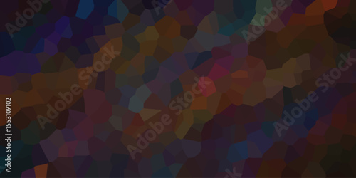 Textured multicolored organic geometric shapes forming a gradient display in deep hues and tones of brown blue and purple