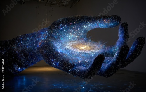 Cosmic hand holding a galaxy.