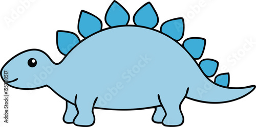 A gentle cartoon stegosaurus with bubbly back plates and stubby legs clipart Vector illustration On white Background