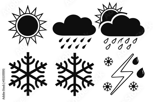 Weather forecast icons isolated on white background