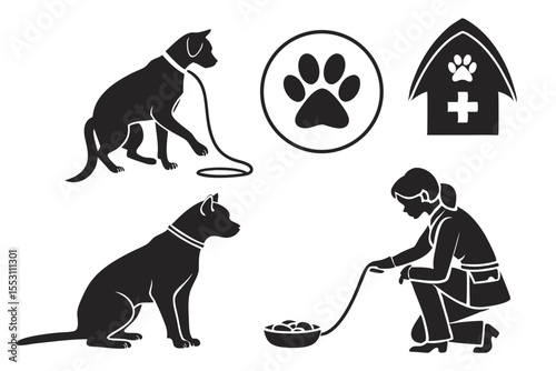 Dog and pet icons isolated on white background