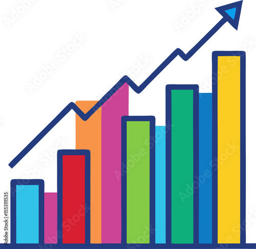 Business graph with arrow showing financial growth and market success