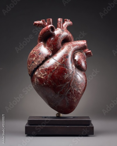 Detailed anatomical sculpture of a heart.