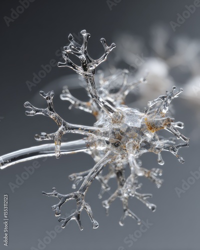 Detailed view of a branching, crystalline structure.