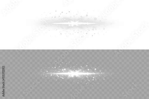 Soft light flash effect with radiant beam and glimmering star center in white. Ideal for enhancing photographs, adding light touches to digital art, or decorating festive and romantic scenes