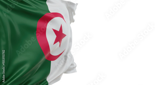 algeria flag illustration with waving fabric texture. transparent, png, 