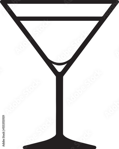 Elegant Martini Glass Silhouette Vector | Black Party Drink Illustration Vector Format