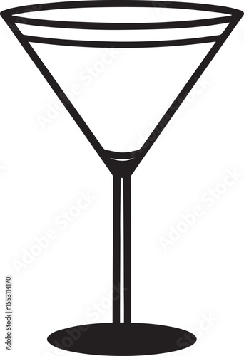 Elegant Martini Glass Silhouette Vector | Black Party Drink Illustration Vector Format