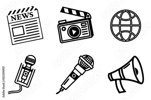 set of retro movie icons