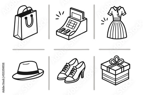 vector illustration of shopping bags and accessories