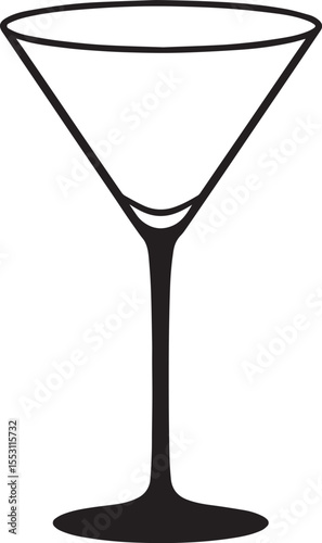 Elegant Martini Glass Silhouette Vector | Black Party Drink Illustration Vector Format