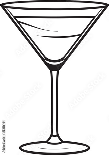 Elegant Martini Glass Silhouette Vector | Black Party Drink Illustration Vector Format