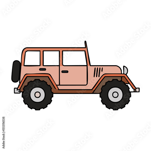 Classic off-road vehicle illustration showcasing a rugged design and vintage style. PNG image, transparent background