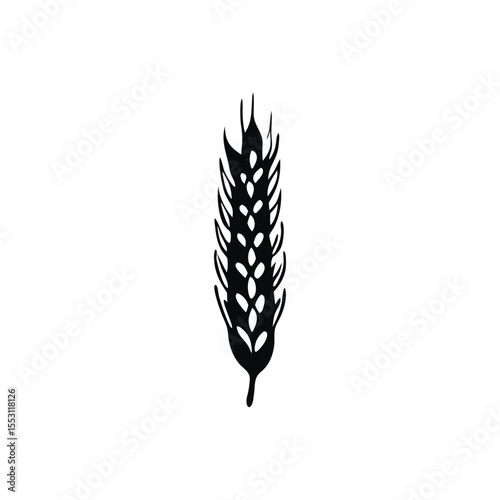 Wheat Silhouette – Agricultural Plant Icon Isolated on White Background
