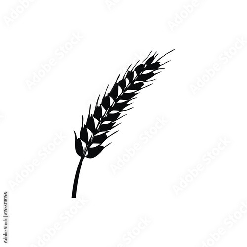 Wheat Silhouette – Agricultural Plant Icon Isolated on White Background
