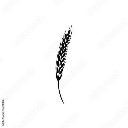 Wheat Silhouette – Agricultural Plant Icon Isolated on White Background
