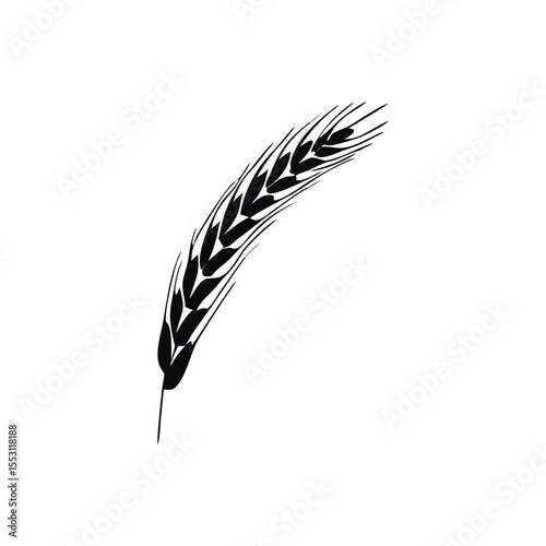 Wheat Silhouette – Agricultural Plant Icon Isolated on White Background
