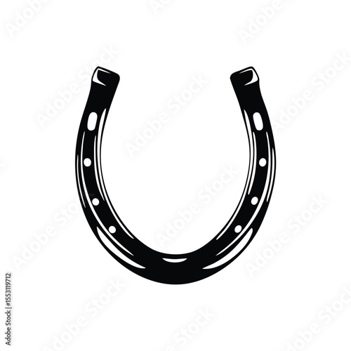 Horseshoe Silhouette – Symbol of Luck and Western Charm Isolated on White Background
