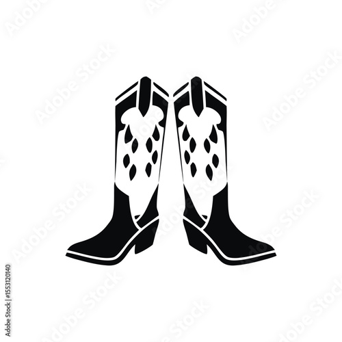 Cowboy Boot Silhouette on Western Background
