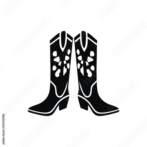 Cowboy Boot Silhouette on Western Background
