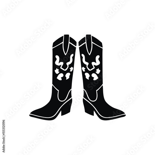 Cowboy Boot Silhouette on Western Background
