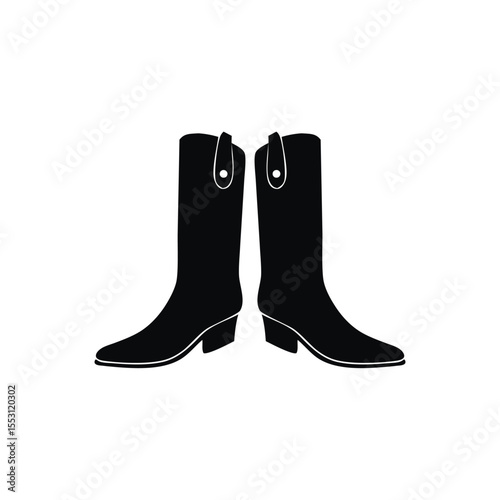 Cowboy Boot Silhouette on Western Background
