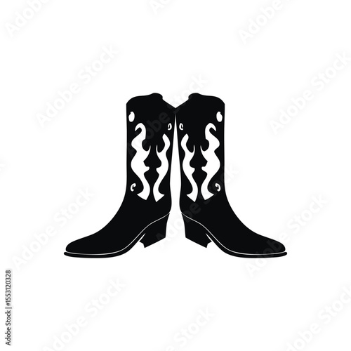 Cowboy Boot Silhouette on Western Background
