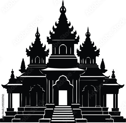 Silhouette of a Temple Facade
