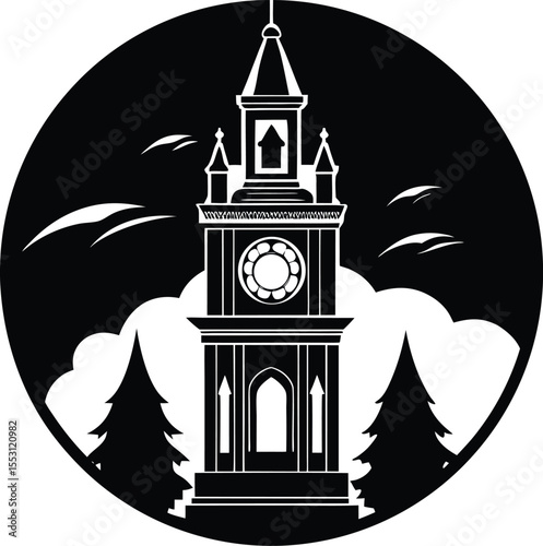 Silhouette of a Tower Clock