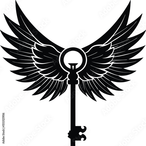 Silhouette of a Winged Key