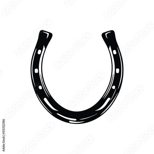 Horseshoe Silhouette – Symbol of Luck and Western Charm Isolated on White Background
