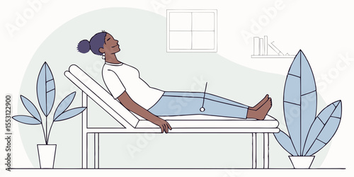 Young woman getting acupuncture treatment in therapy room