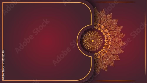 Luxury Red Background with Mandala Rotating. Elegant Royal Background for Wedding invitation card