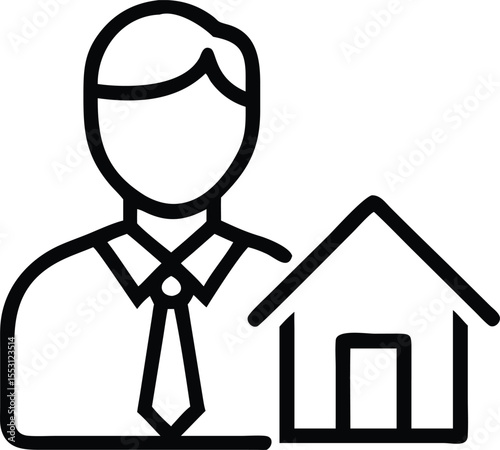 Professional real estate agent icon with house symbol