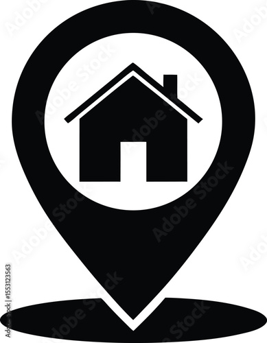 house icon with gps pin symbolizing location and real estate