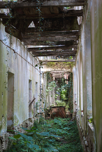 abandoned building corridor