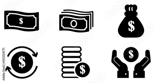 Money finance wealth currency investment cash dollar economy banking business icon set on white background. Finance vector icons for business use. Modern finance vector icon design