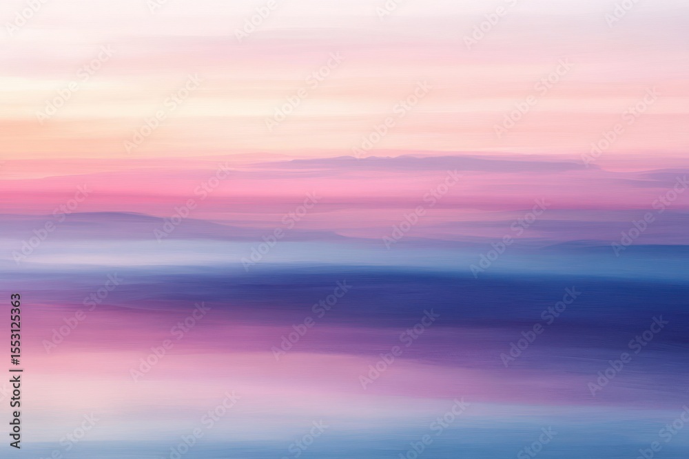 Fototapeta premium Soft layered horizon of a serene landscape with gentle gradient colors from warm peach to cool blue creating a peaceful and dreamy atmosphere