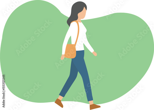 Casual Woman Walking Character Design