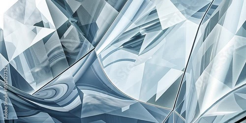 Abstract Crystal Glass Texture with Faceted Surfaces and Reflective Light Patterns