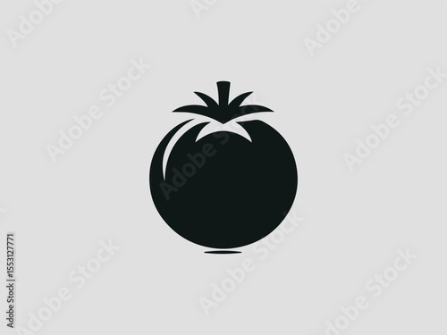 Elegant tomato silhouette vector logo with botanical details for gourmet food brands