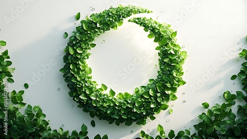 Vibrant Green Leaf Circle Symbolizing Nature's Rebirth and Eco-Friendliness