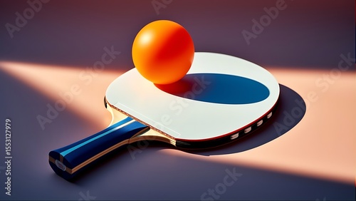 Vibrant Table Tennis Equipment with Colorful Ball and Paddle Setup