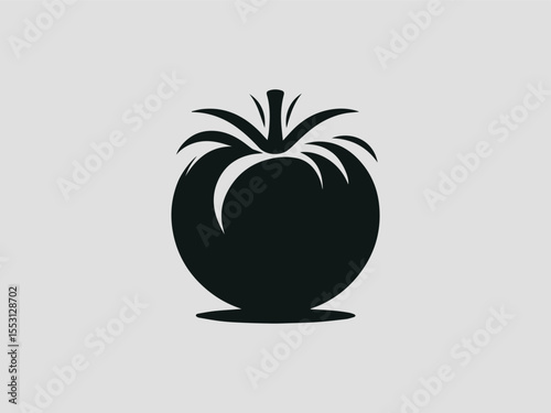 Elegant tomato silhouette vector logo with botanical details for gourmet food brands