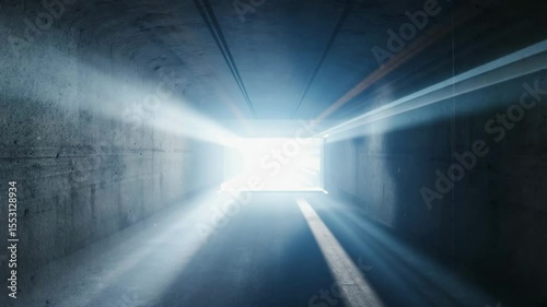 Bright light emerging from a tunnel at midday creates a powerful visual contrast and a sense of mystery and hope