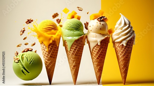 Delicious and Colorful Ice Cream Cones Perfect for Summer Treats