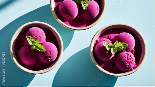 Delicious and Colorful Purple Ice Cream Bowls Perfect for Summer Treats and Entertaining Friends