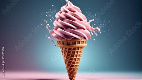 Delicious Swirled Strawberry Ice Cream Cone Captivating Your Taste Buds
