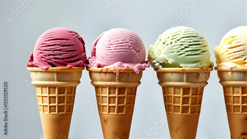 Delicious Colorful Ice Cream Cones Perfect for Summer Celebrations and Treats