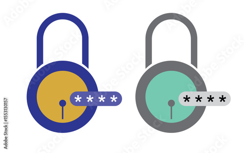 Password Protected Padlock Security Icons with Hidden Passwords